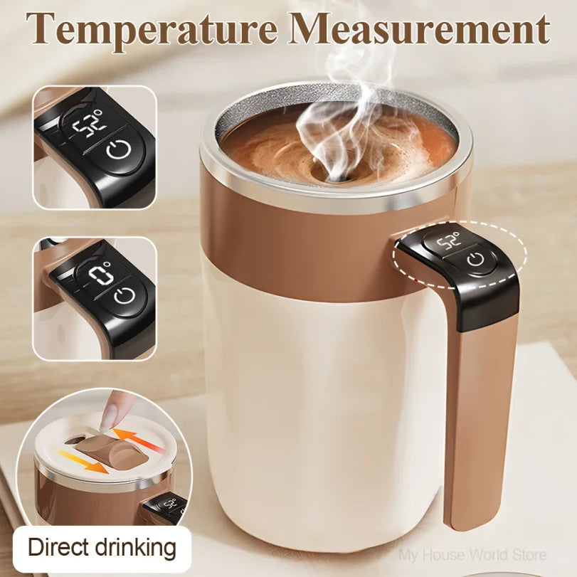 400ML Self Stirring Coffee Mug with Temperature Display Stainless Steel Mixer Rechargeable Automatic Stirring Cup with Lid 2026