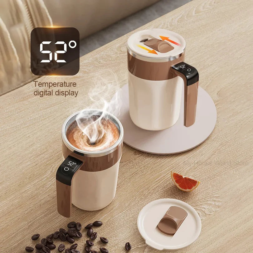 400ML Self Stirring Coffee Mug with Temperature Display Stainless Steel Mixer Rechargeable Automatic Stirring Cup with Lid 2026