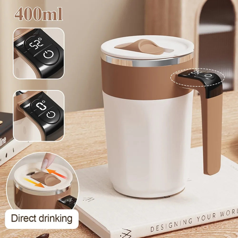 400ML Self Stirring Coffee Mug with Temperature Display Stainless Steel Mixer Rechargeable Automatic Stirring Cup with Lid 2026
