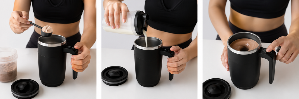 Taza Autoagitadora Recargable 400 ml con Pantalla de Temperatura | Mezclador Magnético de Acero Inoxidable