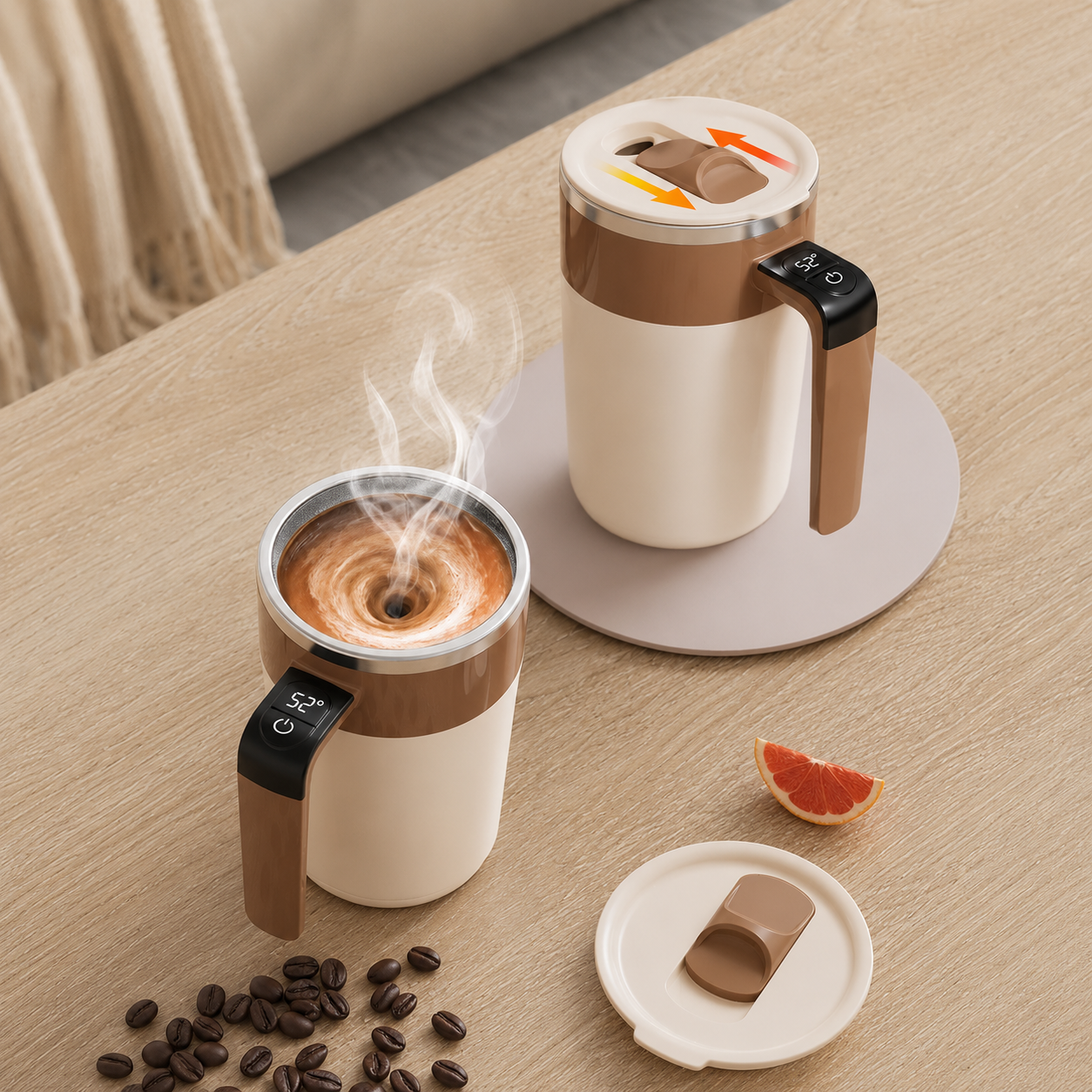Taza Mezcladora Automática Recargable 400ML con Pantalla de Temperatura Inteligente