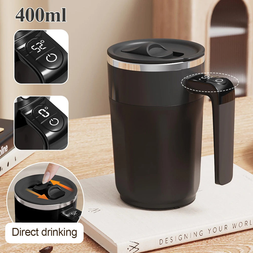 Taza Mezcladora Automática Recargable 400ML con Pantalla de Temperatura Inteligente