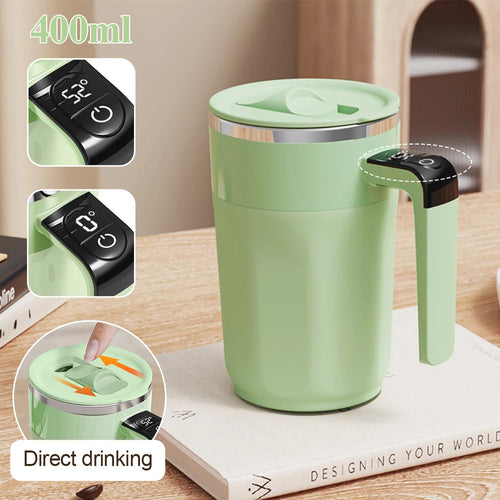 400ML Self Stirring Coffee Mug with Temperature Display Stainless Steel Mixer Rechargeable Automatic Stirring Cup with Lid 2026